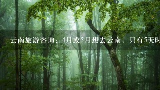 云南旅游咨询: 4月或5月想去云南，只有5天时间，自由行好还是跟团好？以前没去过，除了香格里拉1定要...